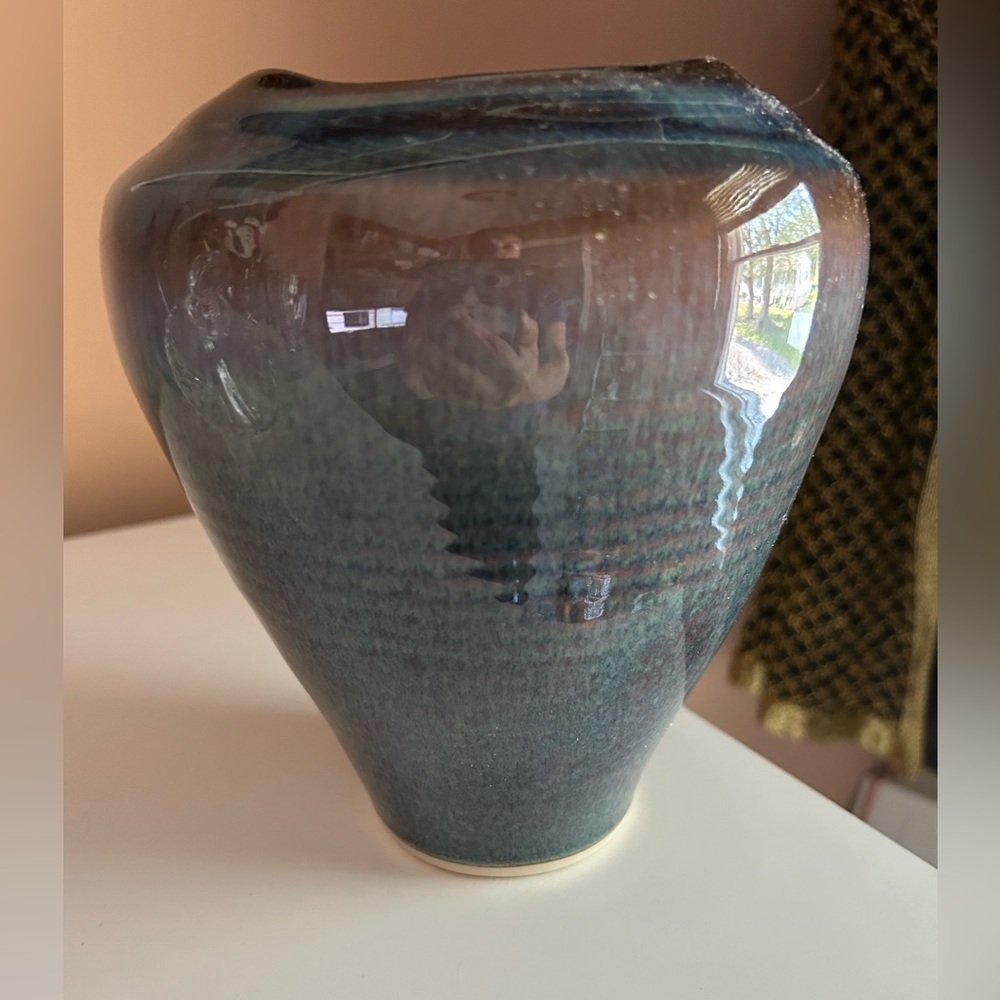 Bill Campbell Flambeaux Crystalline Glaze Studio Art Pottery 7" Vase Blue